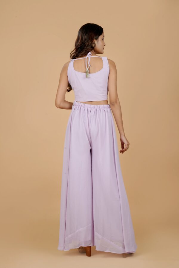 Lavender Embroidered Sharara Set with Jacket - Image 2
